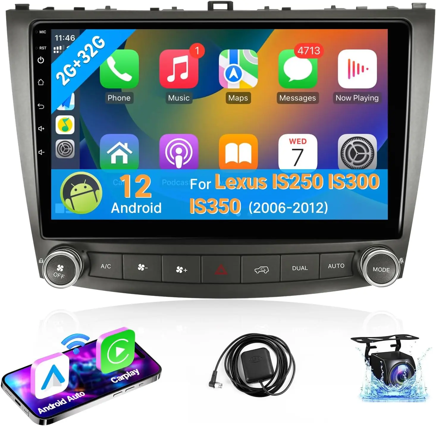 Android 13 Car Radio for Lexus IS 250 IS200 is300 Is350 2006-2012 Carplay GPS Multimedia Stereo Wifi 10Inch 2din touch Screen ﻿