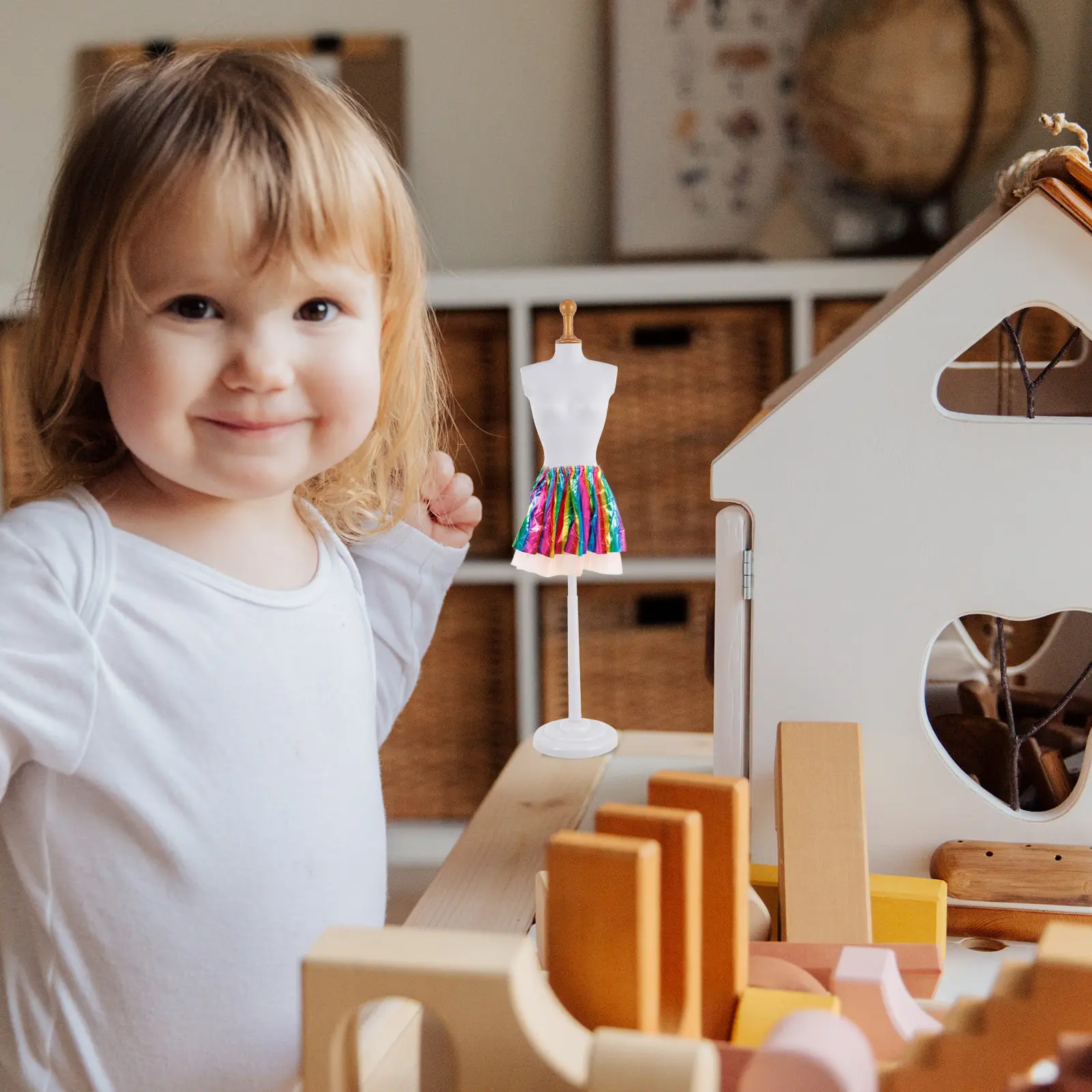 

5Pcs Miniature Mannequin Torso Dress Support Display Rack Jewelry Stand Creative Sewing Form for Clothes Display