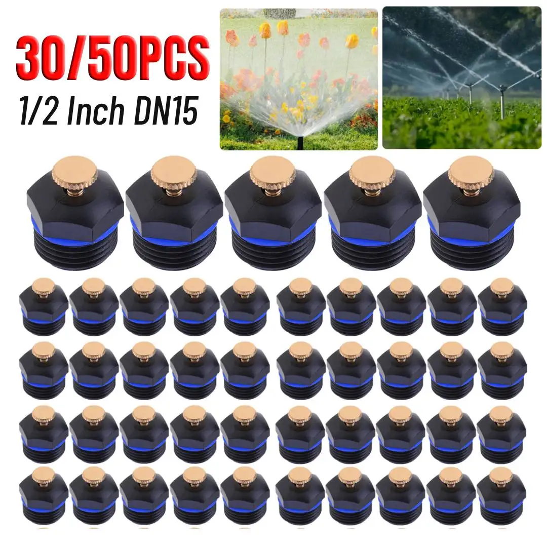 

30/50PCS 1/2 Inch Dn15 Thread Garden Sprinkler Centrifugal Irrigation Sprayer Plastic Lawn Watering Sprinkler Atomize Spray Head