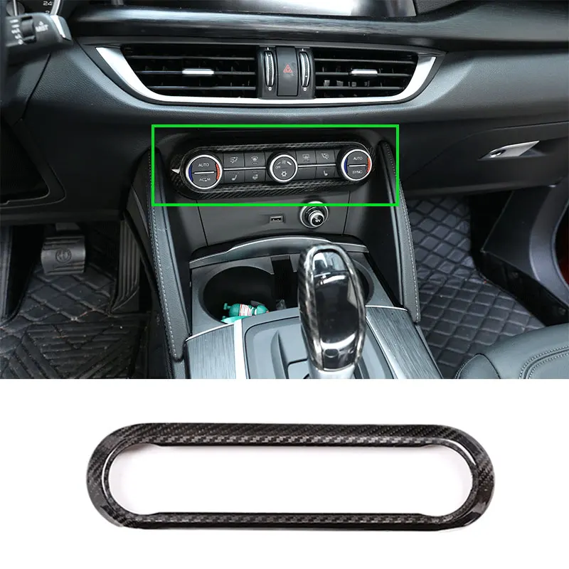 Red Real Carbon fiber For Alfa Romeo Giulia Stelvio 2017 2018 2019 Center Air Conditioning Adjustment Frame Trim Car Accessories