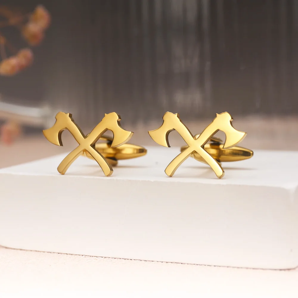 Tangula Vintage Viking Warrior Axe Cufflinks Stainless Steel Mens Shirt Buttons Fashion Party Wedding Jewelry Christmas Gift