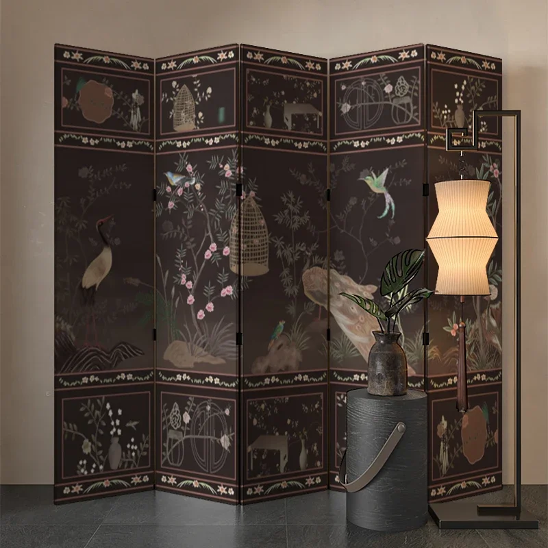 French medieval flower and bird folding screen partition living room entry