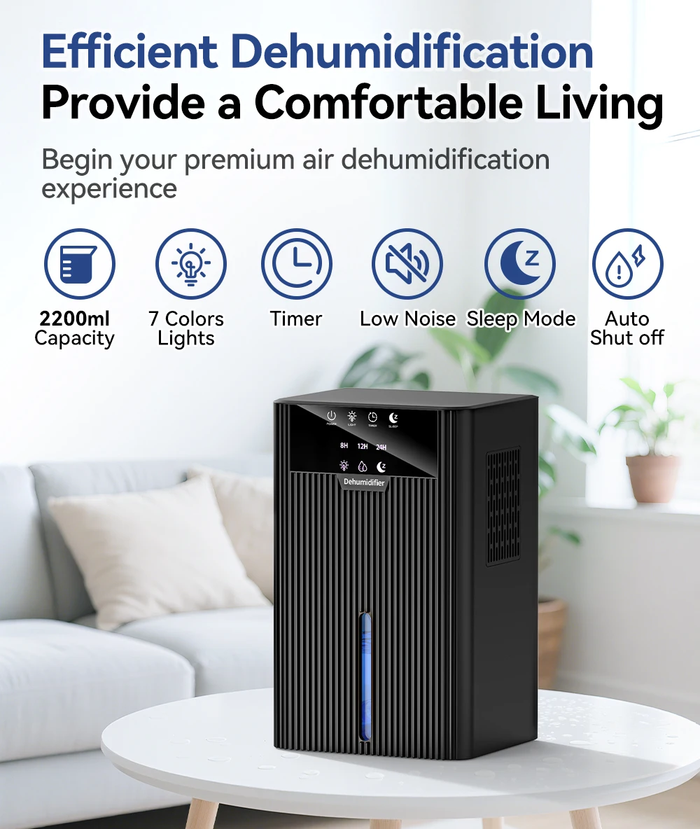 B30 Low Noise Dehumidifier 32-38db Semiconductor Condensation Technology Portable Timer Home Bathroom Large Light Emitting