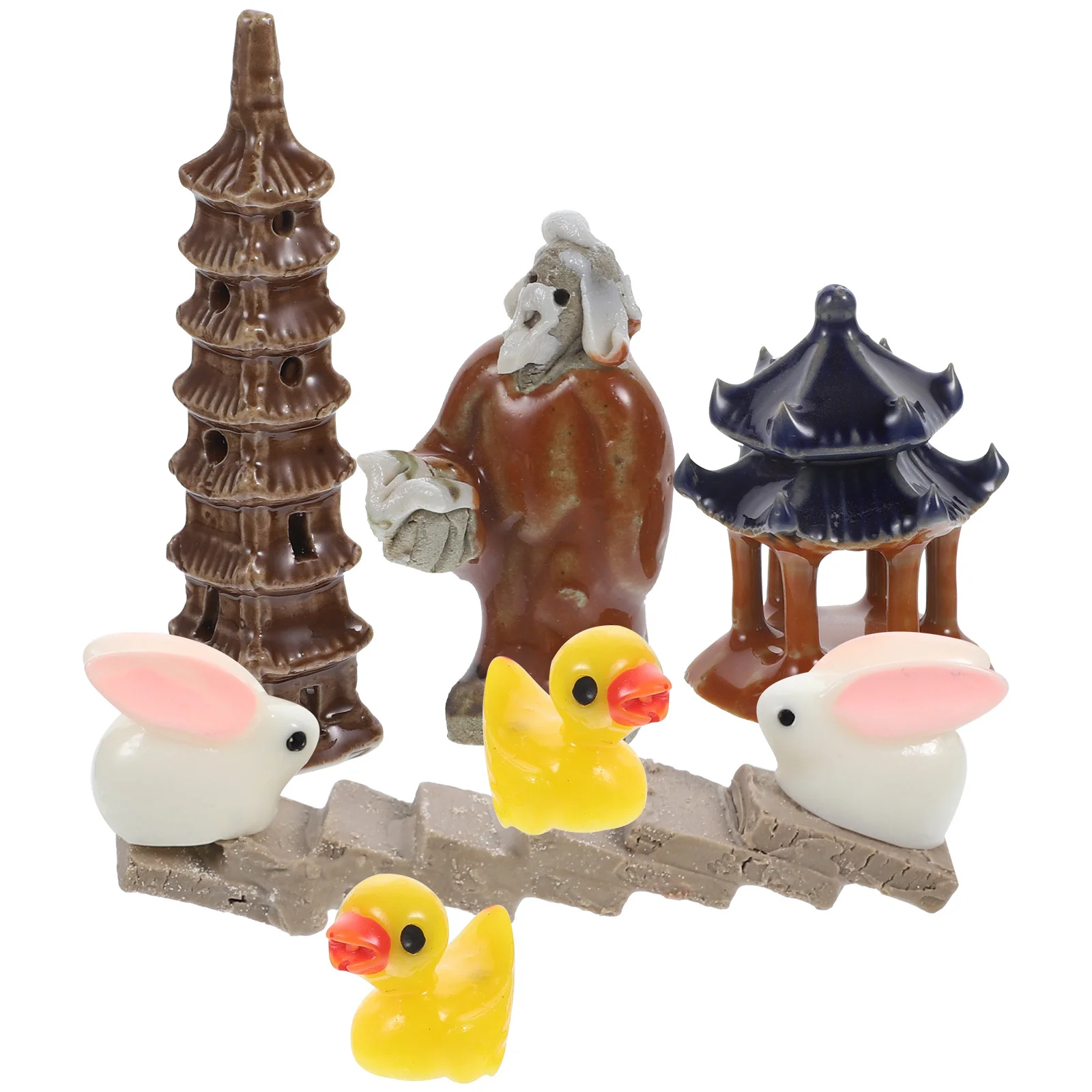 

11Pcs Ceramic Mini Decor Micro Landscape Ornaments for Home Fairy Garden Bonsai Aquarium Decoration Simulated Scene Props