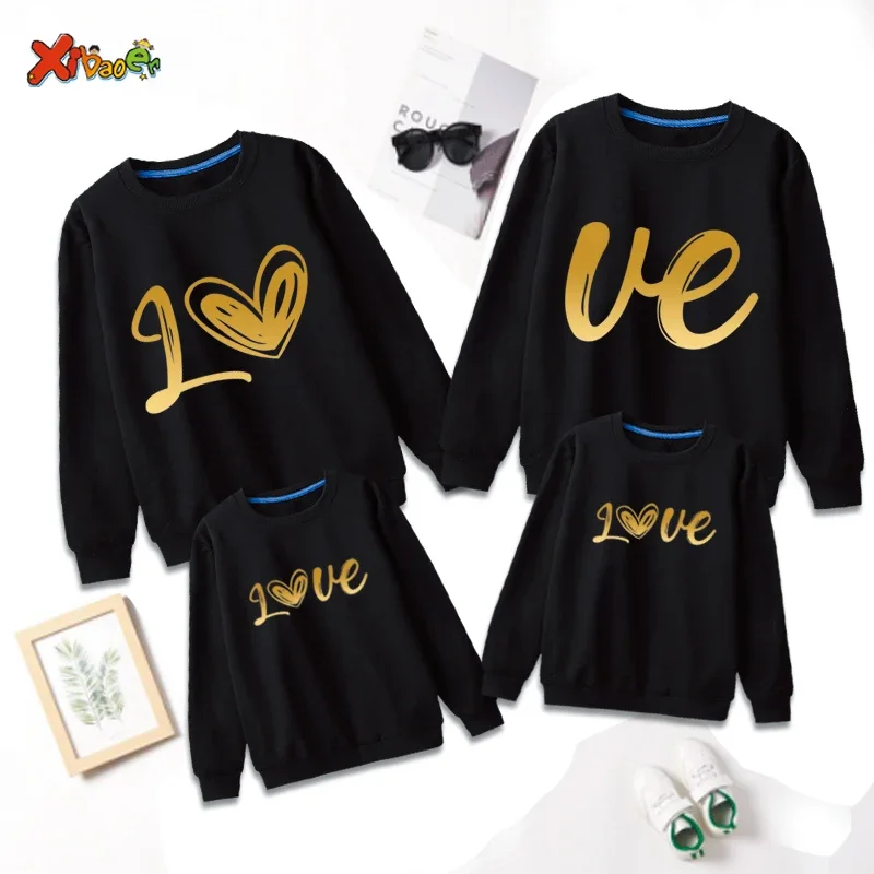 Family Matching Outfits Heart Love Sweatshirt Hoodies Kids Clothing Baby Girl Long Sleeve Shirt Boy Outfit Family Holiday Spring
