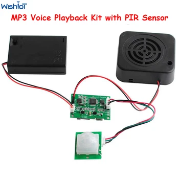 DIY MP3 music sound playback kit voice recording module with PIR sensor USB download support TF card for gift store Welcomer