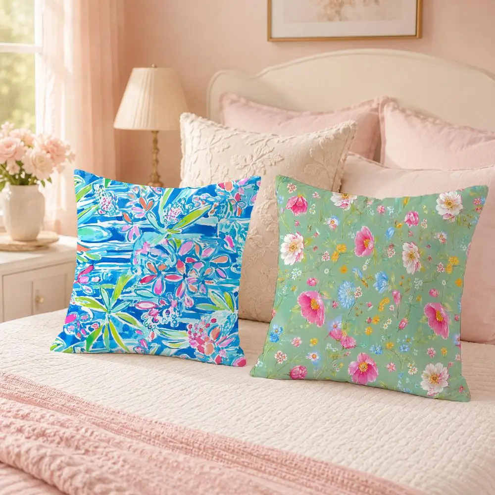 Watercolor Vibrant Floral Seamless Pattern Cushion Cover Custom Plush Pillow Cover Soft Cloud Comfort for Sofa Bed Couch