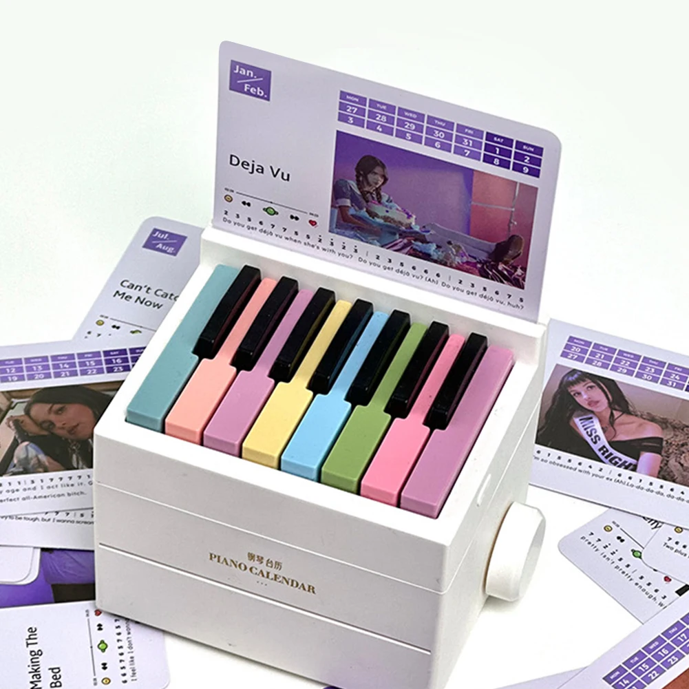 2025 Olivia Piano Calendar 15 Keys Mini Piano Calendar Desktop Peripheral Ornaments with 27 Music Calendar Cards 26 Songs Gifts
