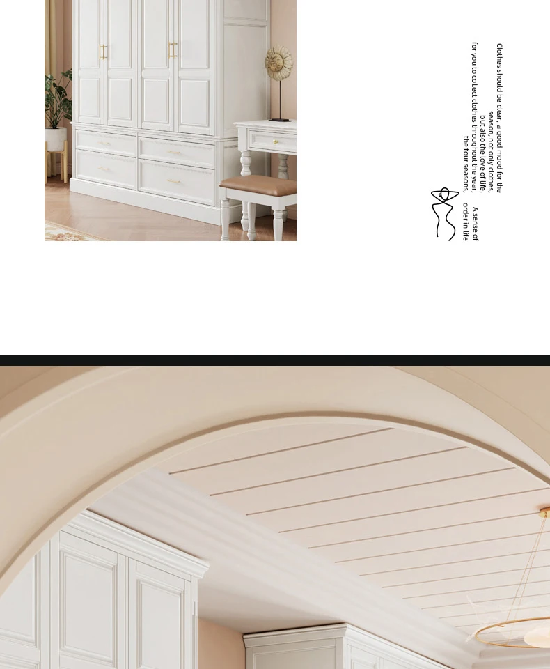 LMM French Solid Wood Wardrobe Girl Cream Wind Master Bedroom American