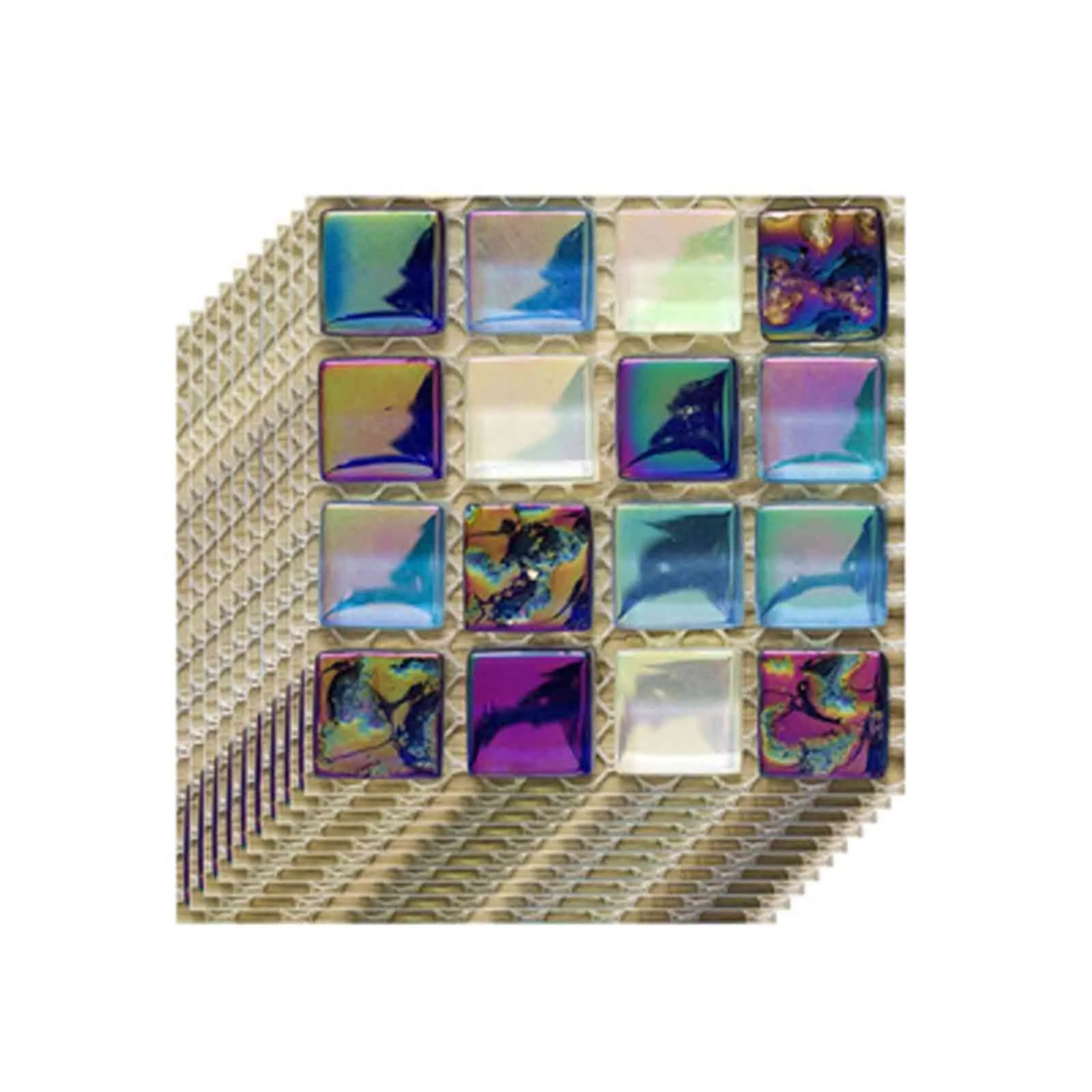 10 Uds. De pegatinas de azulejos de cristal 3d Diy, autoadhesivas impermeables, pegatinas reflectantes para pared, azulejo de vinilo para pelar y pegar, respaldo de cocina