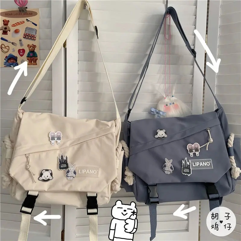 Bolsas femininas bolsas 2025 grande capacidade ombro único masculino bolsas japonês harajuku carteiro estudante mensageiro saco crossbody