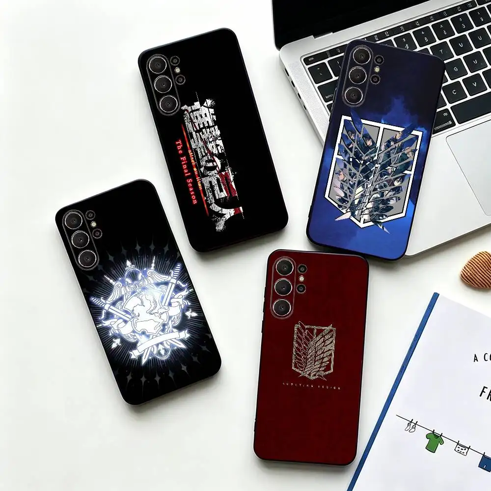 Attack On Titan -n Hot-Anime Soft Silicone Case For Samsung S26, S24, S21, S22, S23, S30, Ultra, Plus, FE, Lite-Black