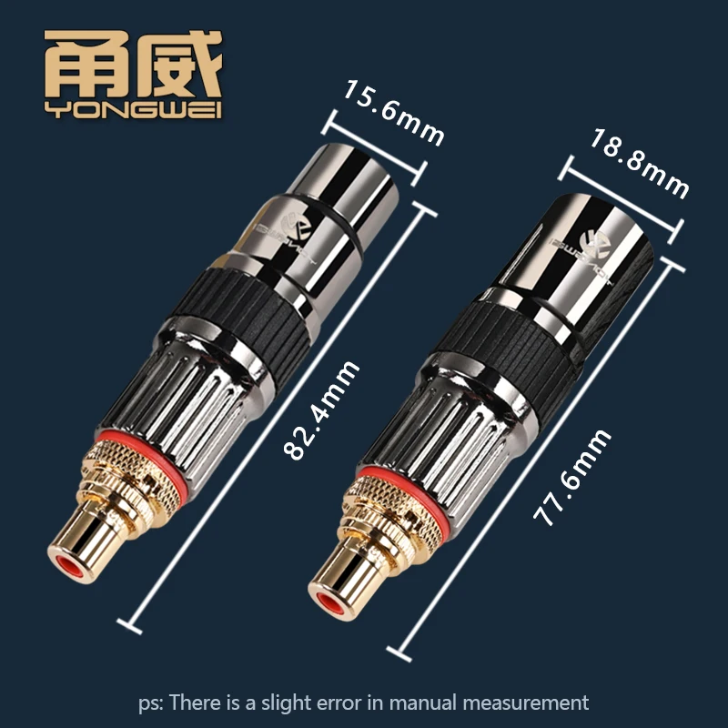 YONGWEI 3Pin XLR male to RCA Female Audio Adapter Male to RCA Connect the power amplifier extension docking plug to the mixer