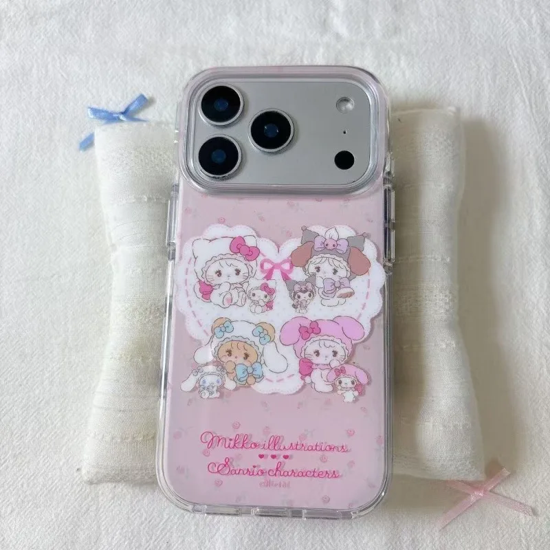 Funda de teléfono Kawaii Hello Kitty dibujos animados de Anime adecuada para Apple 11/12/13/14/15/16/17/por/pomax/plus a prueba de terremotos anticaída