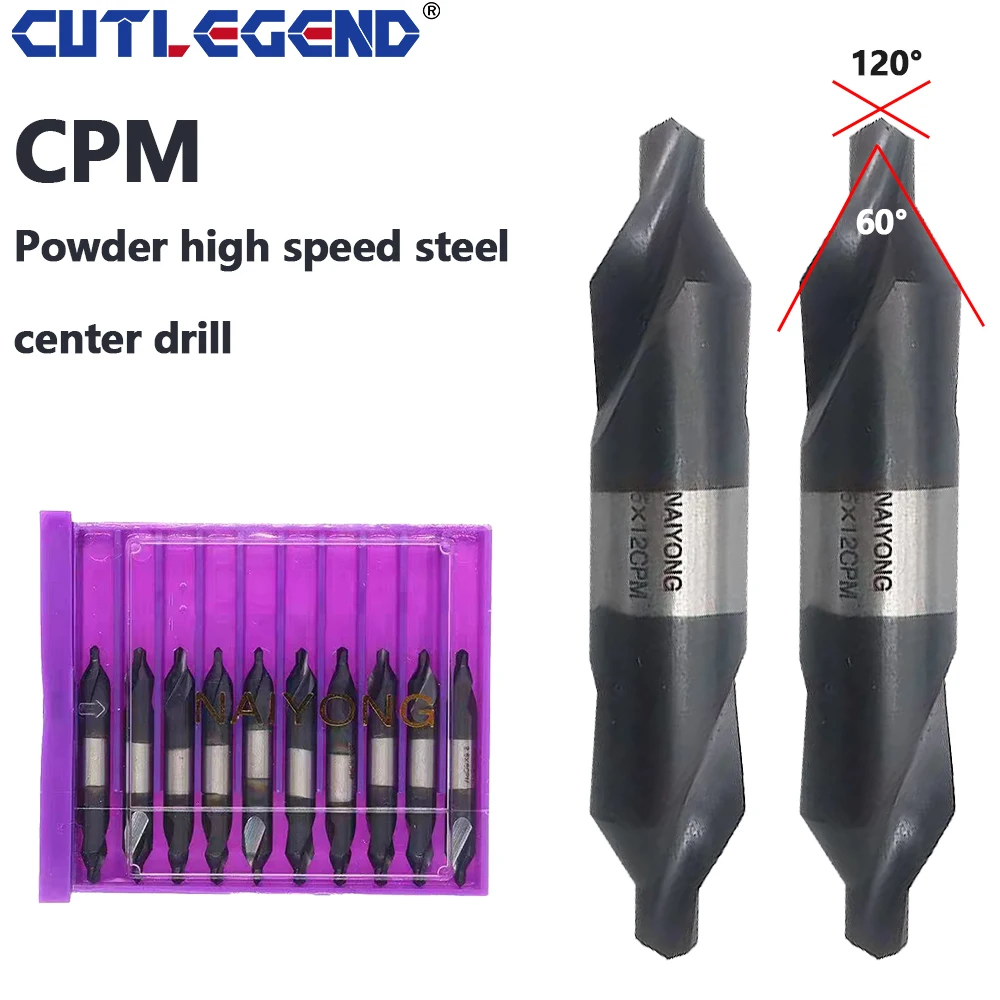 CPM Powder HSS 60 ° A center drill 1.5-5 mm, suitable for stainless steel superhard metal positioning CNC lathe drill bits