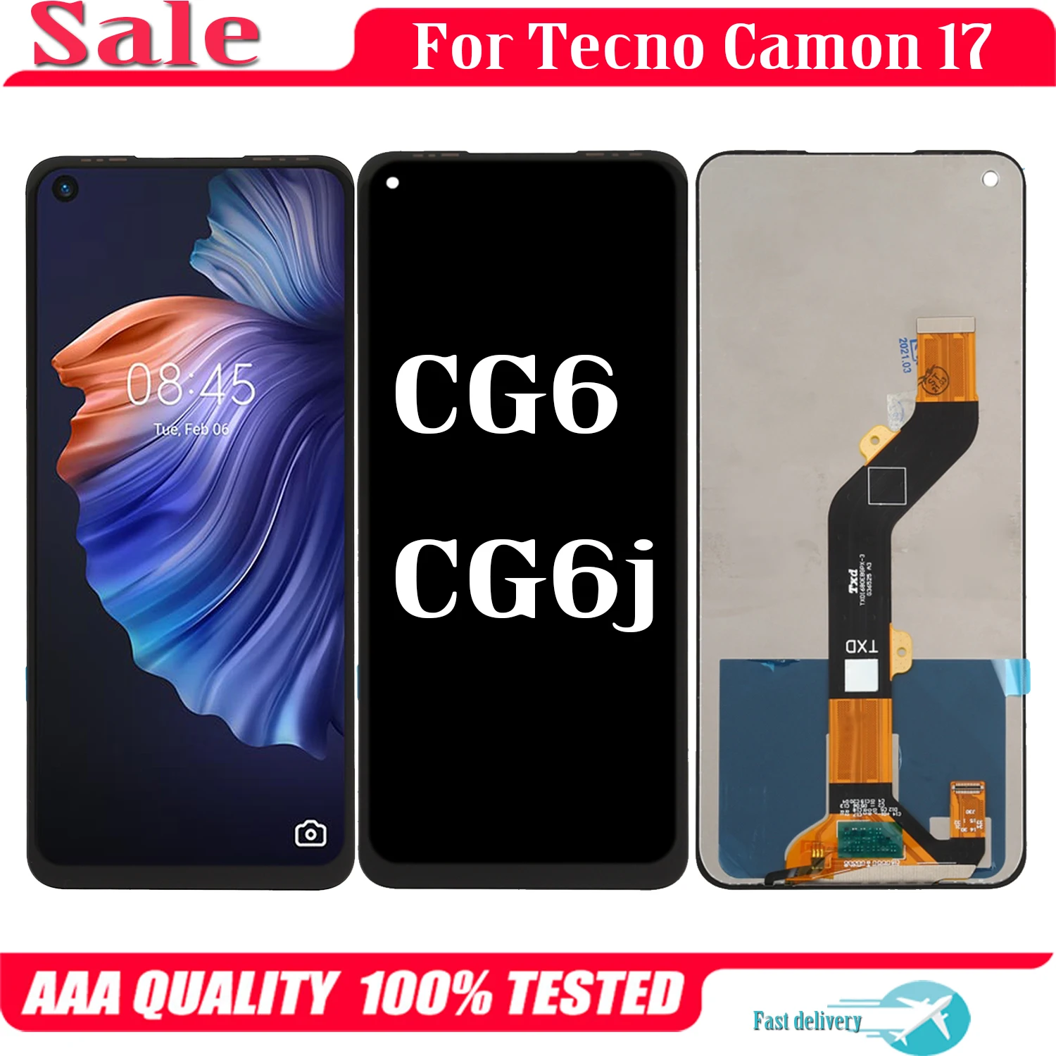 

6.6'' Original For Tecno Camon 17 CG6 CG6j LCD Display Touch Screen Digitizer Assembly