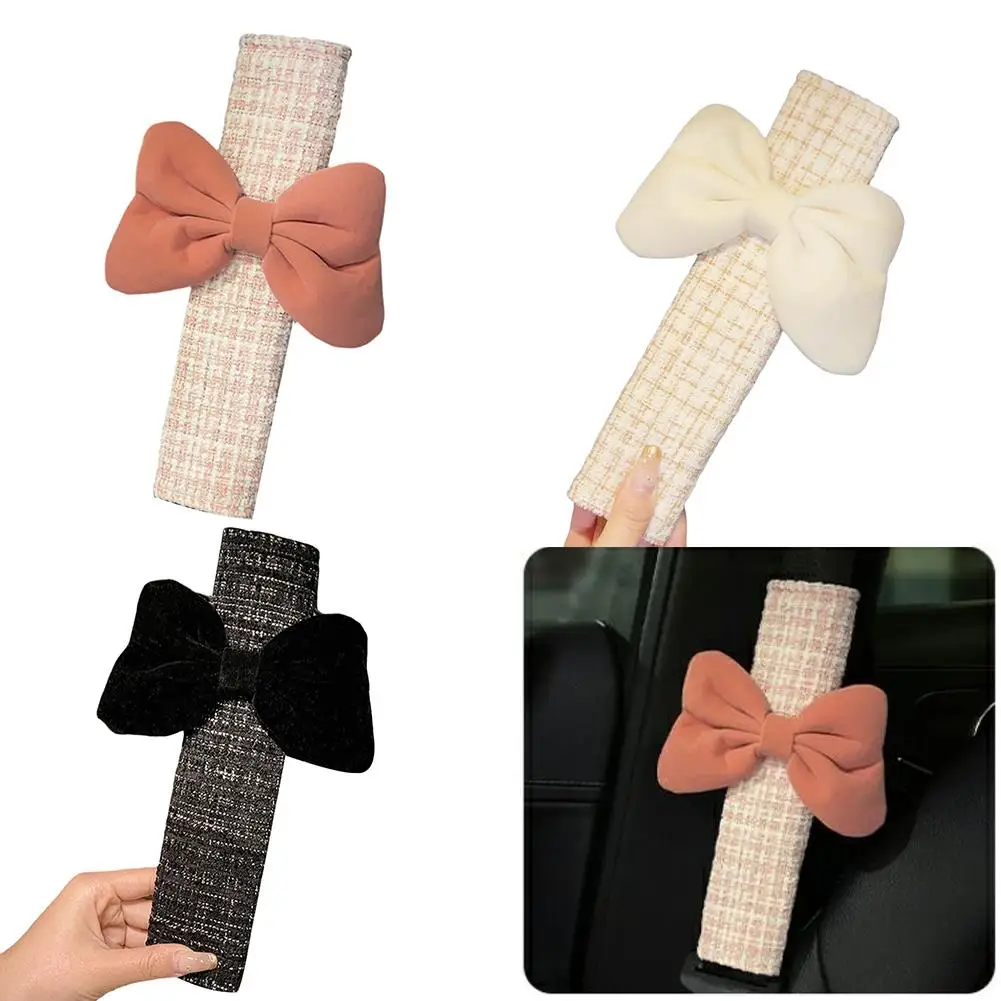 Car Four Seasons General Purpose Seat Belt Shoulder Strap Car Upholstery For Girls Bow Safety Cushion Shoulder Strap M7J4