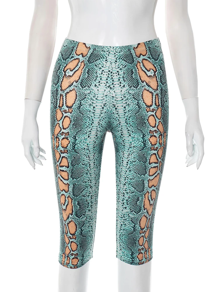 แปลก Puss Serpentine Patchwork กางเกงขาสั้นผู้หญิงฤดูร้อน Elastic เอวผอมพีชก้น Street แฟชั่นสไตล์กางเกง