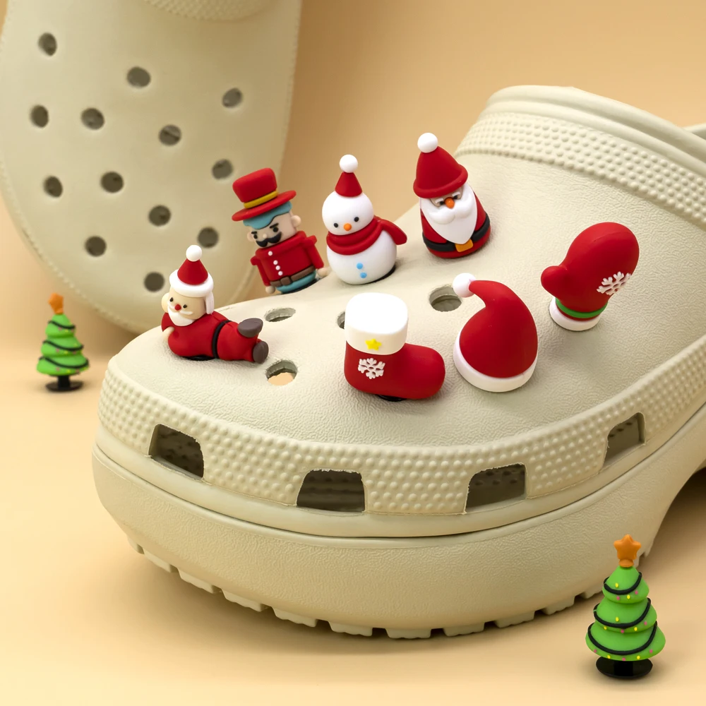 

1/9pcs 3D Shoe Accessories Charms Santa Claus Snowman Shoe Decoration for Sandals Christmas Tree Fits All Clogs Women Kids Gift