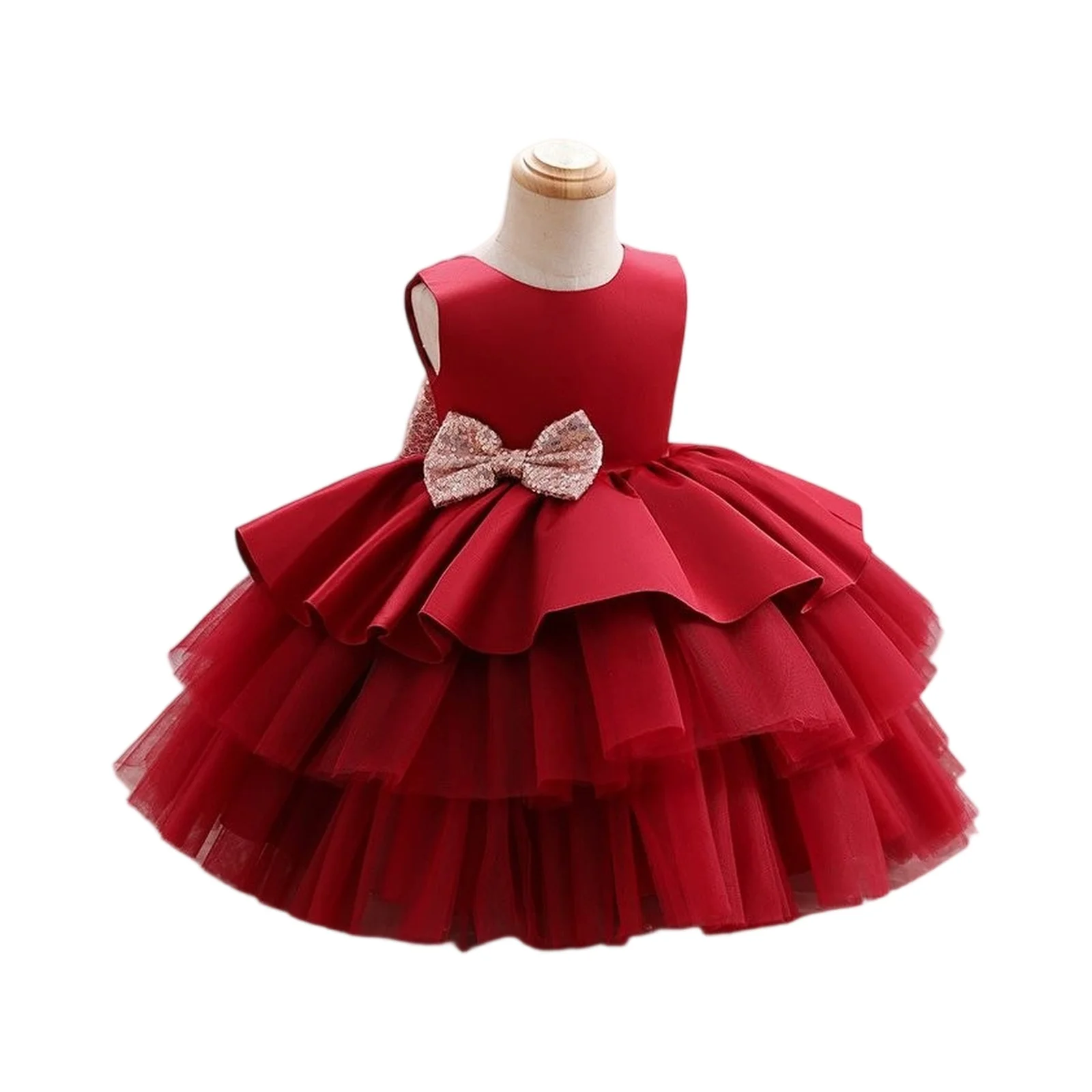 

Elegant Host Performance Princess Gown Dress Comfortable Toddler Dress Girls Solid Color Birthday Party Evening Dress Supplies