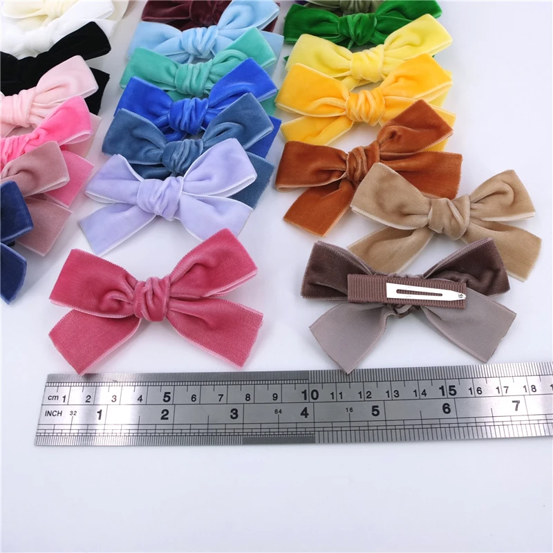 2 PCS Velvet Ribbon Bow Hair Clips for Baby Girls Toddlers Little Kids Hair Bow Lined Alligator Clips Hairgrips Accessories