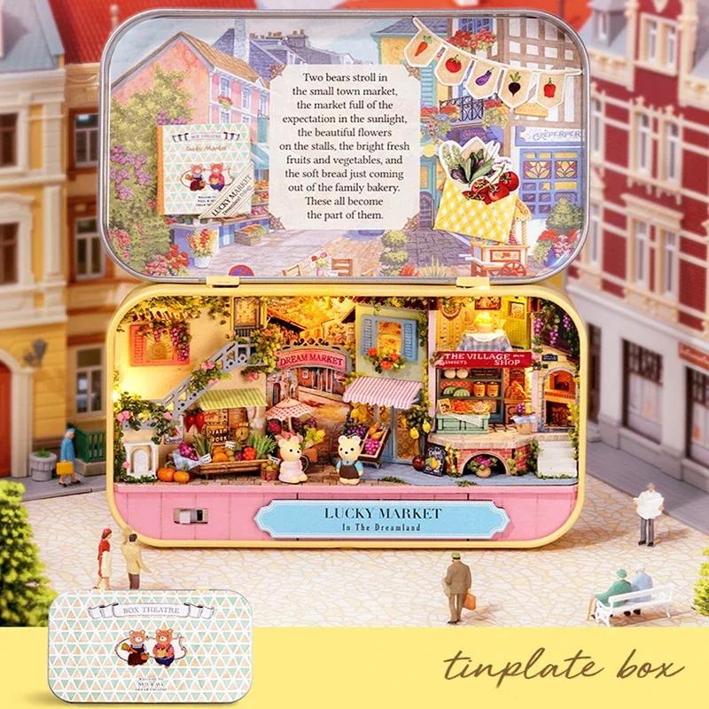 DIY Holz-Puppenhäuser Handgefertigtes Lustiges Box-Theater Miniatur-Box Niedliche Puppenhäuser 3D-Puzzle Bausätze Geburtstagsgeschenk Holzspielzeug – Detail 10