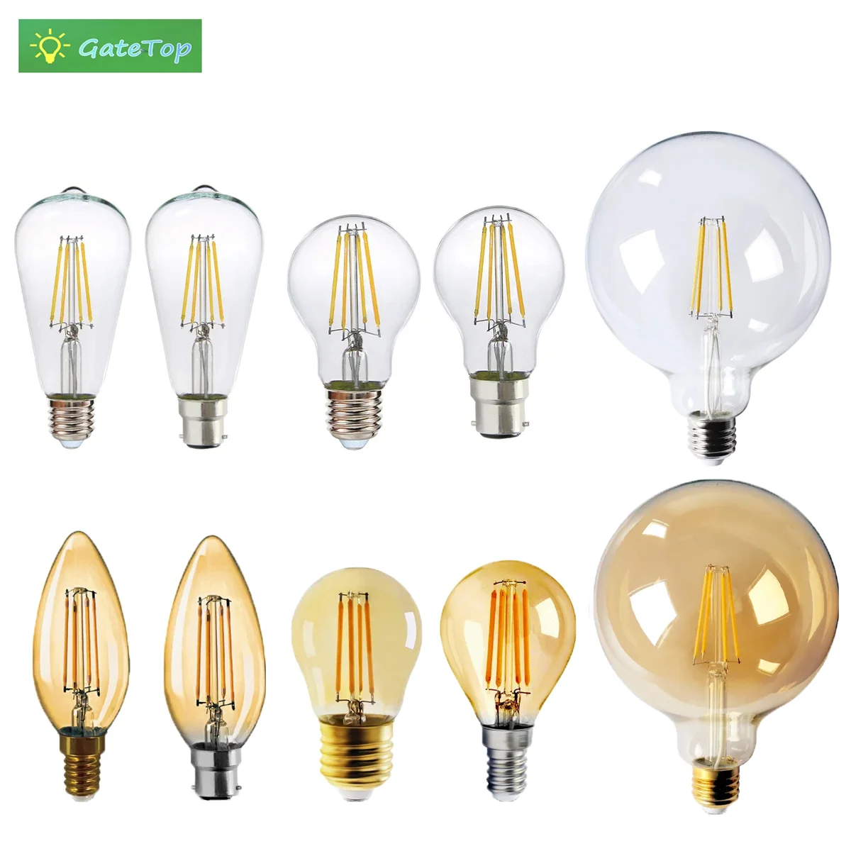 LED Filament Bulb Retro Edison E27 E14 B22 Lamp AC220V Light Bulb C35 G45 A60 ST64 G80 G95 G125 Glass Bulb Vintage Candle Light