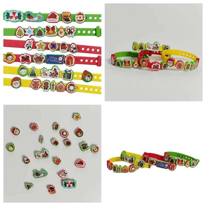 Children's Educational DIY Christmas Beaded Pattern Bracelet Strap Girl Handmade Gift Toys Kids Christmas Keychain DIY Crafts