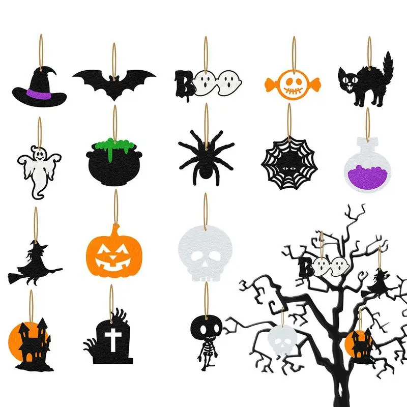 16pcs Halloween paper Ornaments For Tree Pendant Props Create An Atmosphere Ghost-Spider Pumpkin Halloween Decorations