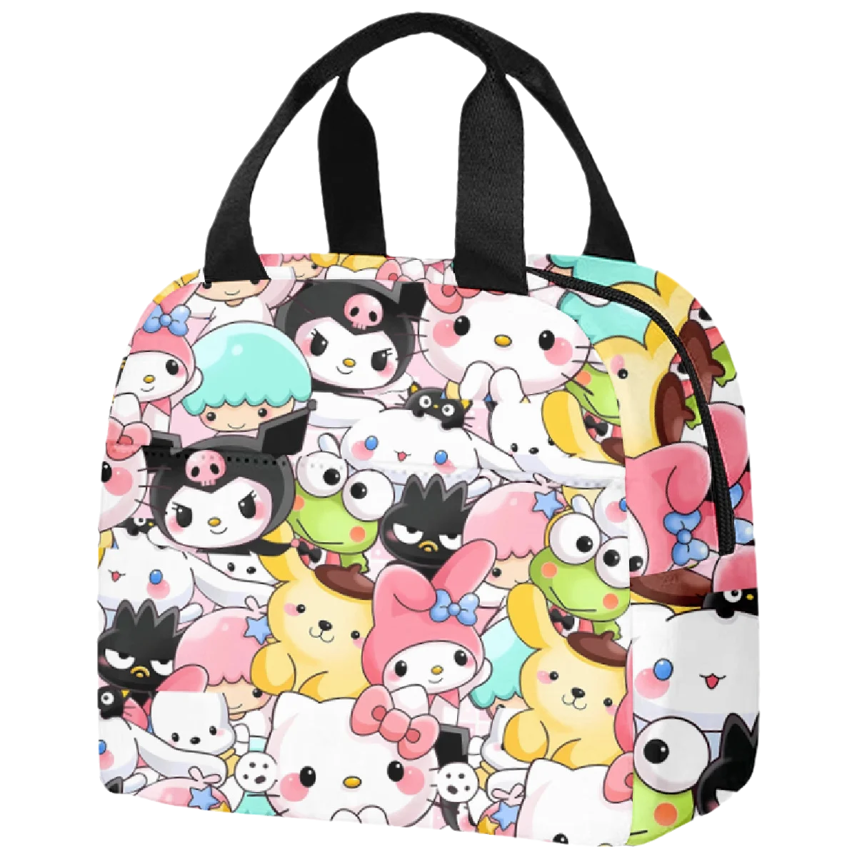 Sanrio pompon Purin Kuromi Mymelody Cartoon Cooler Lunch Box Bento Bag Outdoor Lunch Thermal Bag Outdoor Office Picnic Food Bags