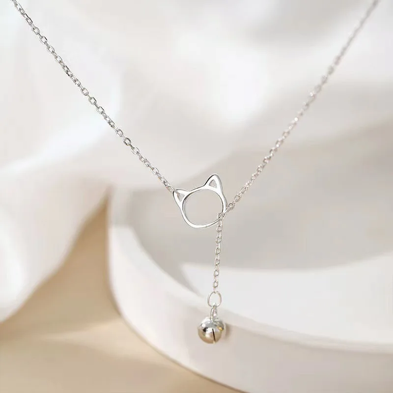 925 Sterling Silver Fashion Women Necklaces Cute Cat Pendant Clavicle Chain For Birthday Party Gift Jewelry Accessories