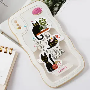 Etori Life 46 Buah PVC Lucu Kartun Kucing Hitam Jepang Pola Cangkir DIY Siswa, Buku Tempel, Stiker Dekorasi Laptop 12 stiker kucing lucu penjualan terbaik - №