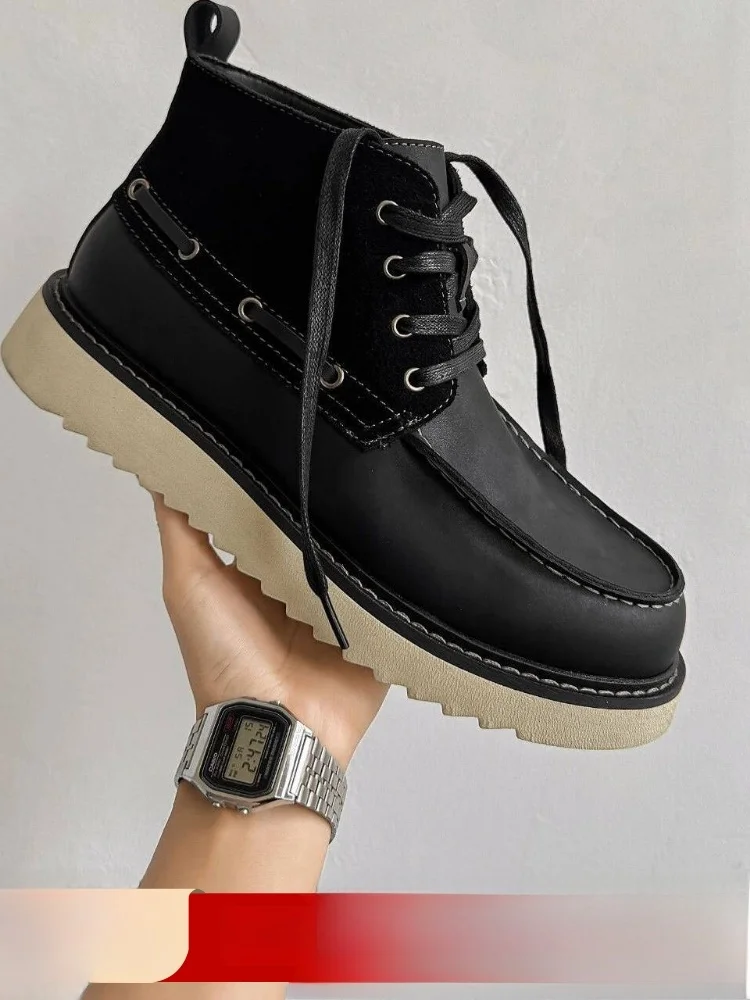 

Retro Faux Suede Boots Men's Fashion Desert Boot Laced Motorcycle Style High End Anti-Fur Ultra-Leather Workwear Wind