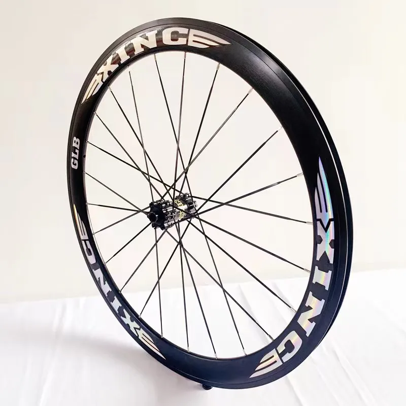 700C ROAD BIKE WHEELSET HIGH FRAME 50MM COLORFUL LOGO XINC DIRECT-PULL BEARING DISC BRAKE BARREL AXLE WHEELSET