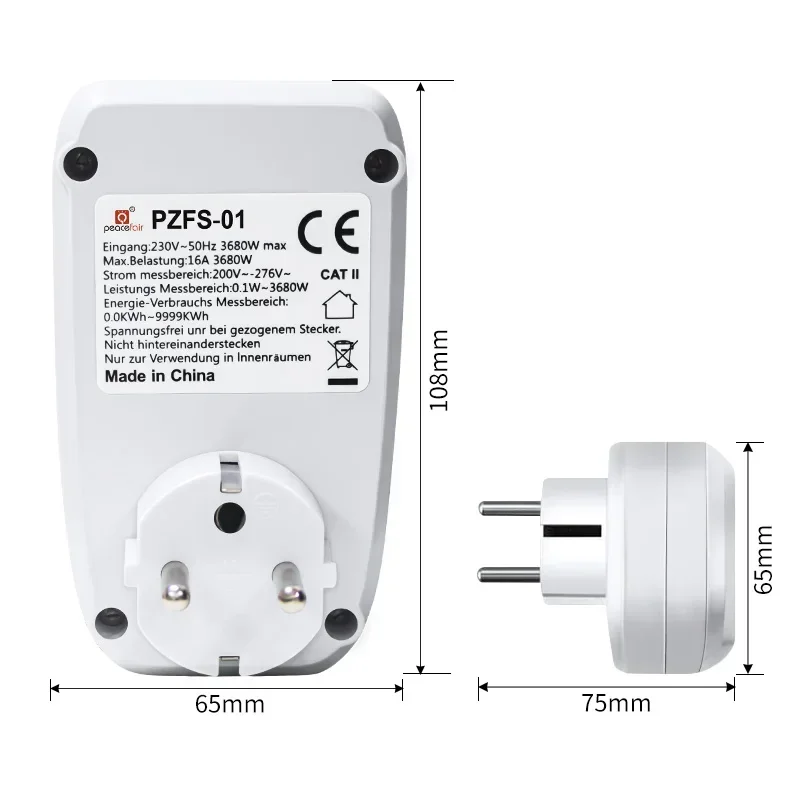 220V Electricity Power Meter Wattmeter LCD Energy Meter Socket Electric Tester EU FR Measuring Outlet Power Analyzer