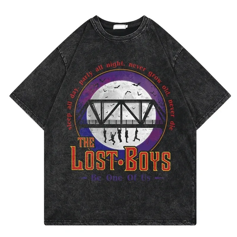 The Lost Boys Vintage Washed Tshirts Men Women 100% Cotton T-Shirt Crewneck Santa Carla Vampires Film Tee Shirt Short Sleeve