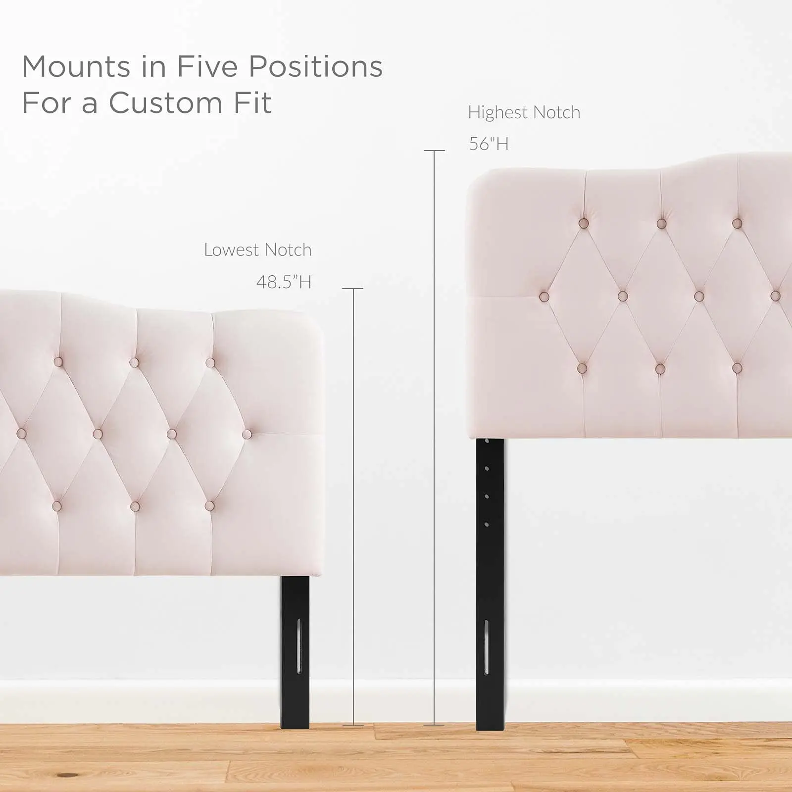Annabel Diamond Tufted Performance Velvet Full Headboard in Pink