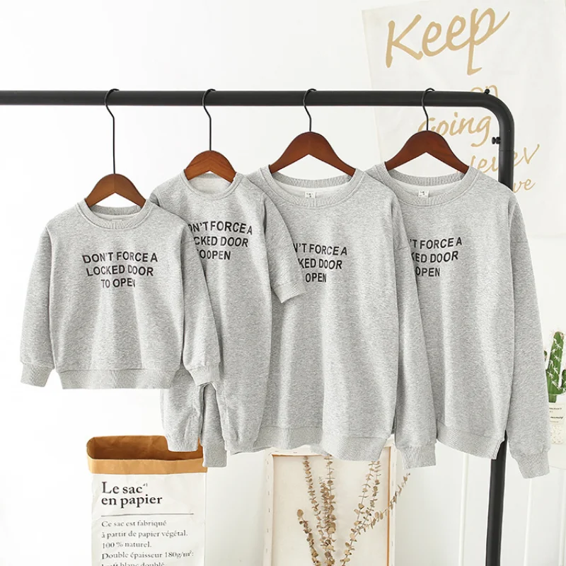 Baby Sweatshirts For The Whole Family Clothes Mom And Daughter Couple Look Autumn Winter Hoodies Dad Son Matching Clothing Tops