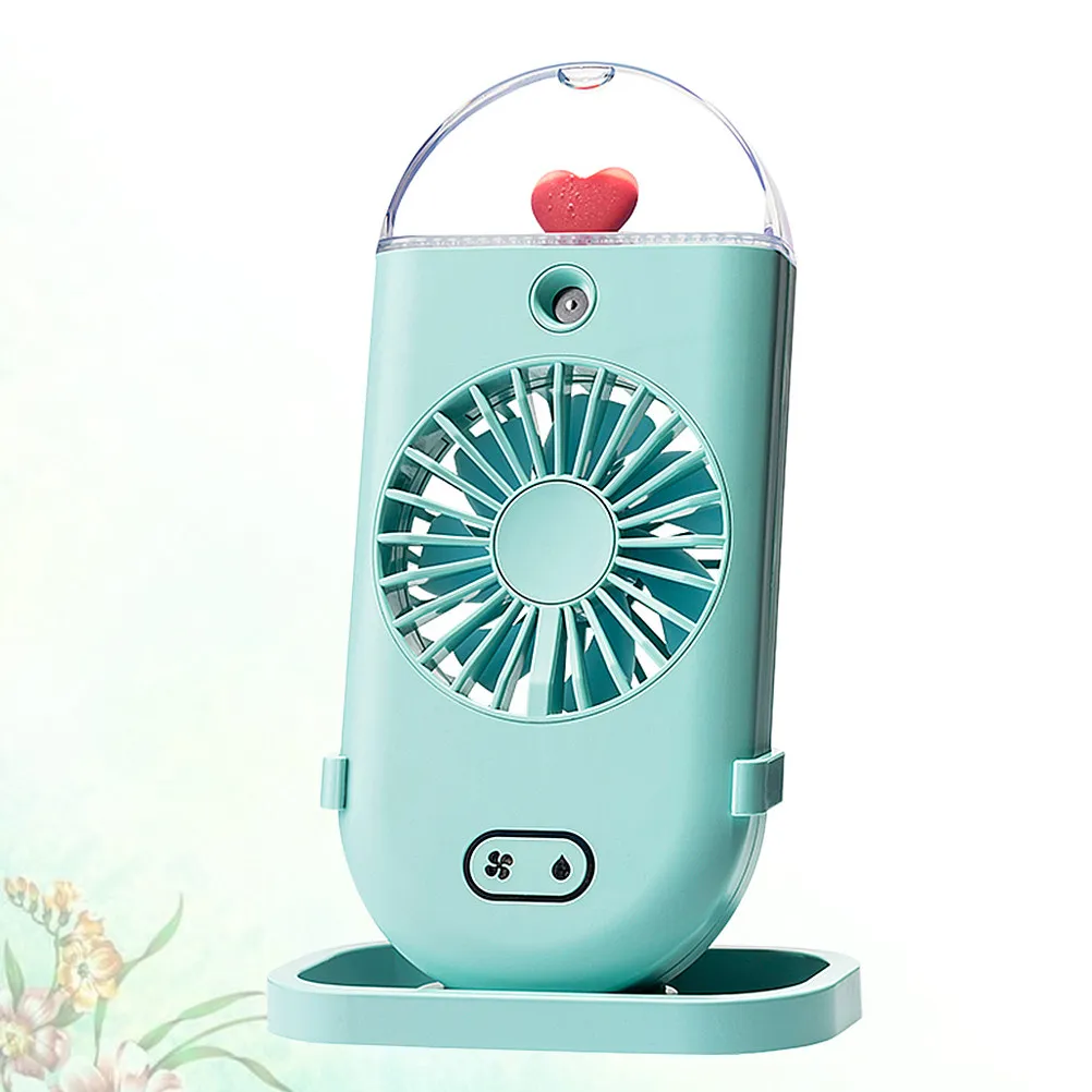 Mini Handheld USB Fan with 3-Speed Control Mist Spray Function Colorful Night Light 2000mAh Built-in Battery Summer Hydrating