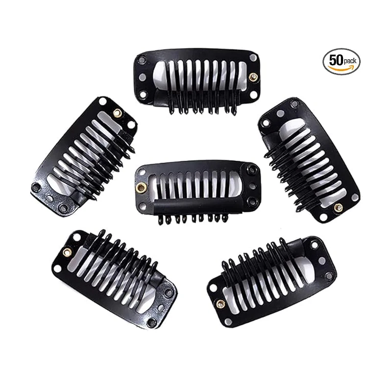 24 black 9-tooth wig clasps, cute elf hair clips made of metal, more convenient, comfortable and odorless hair clips