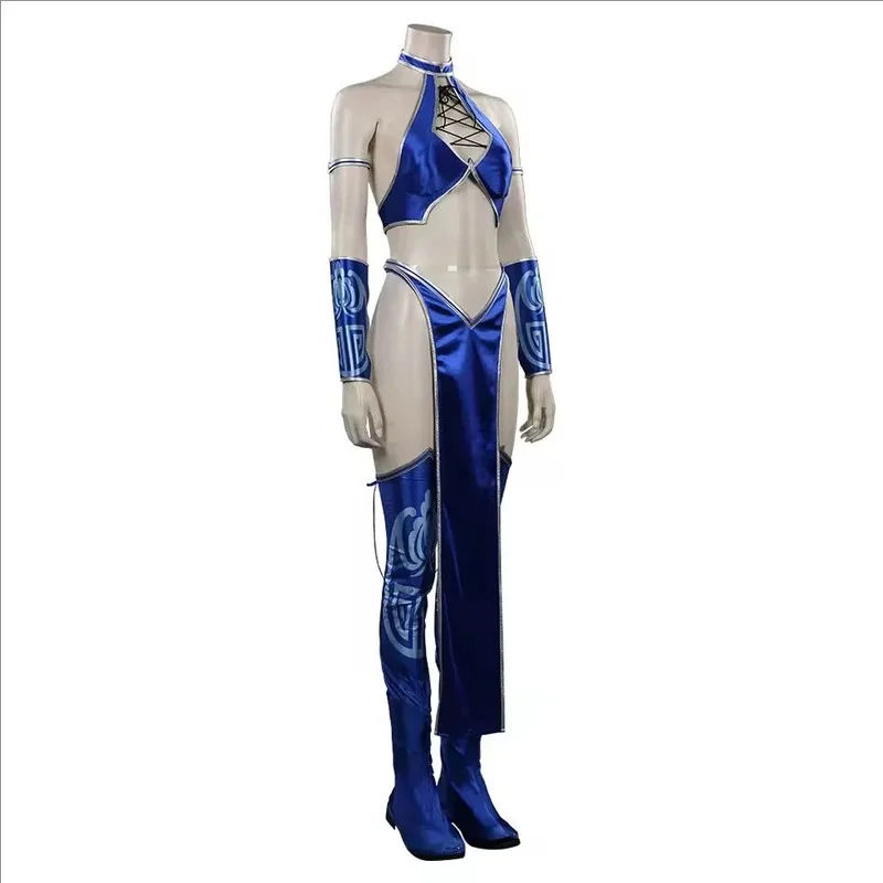 

Adult Mortal Kombat Kitana Cosplay Costume Women Bikini Top Shorts Mask Outfits Halloween Carnival Party Suit tt9]