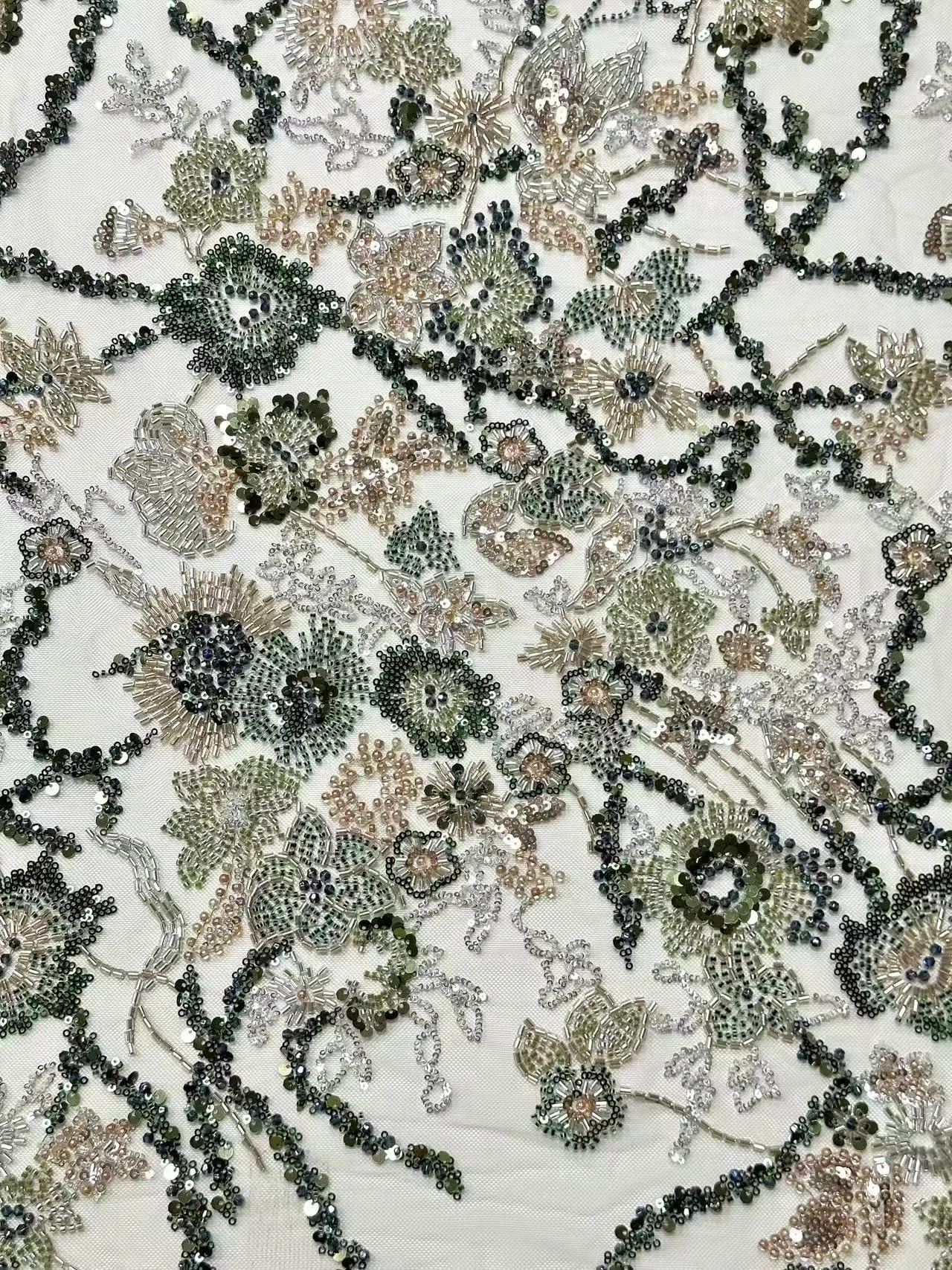 قماش دانتيل لؤلؤ ترتر أفريقي 2026 جودة عالية قماش دانتيل تول مطرز ثقيل نيجيريا لفستان حفلات الزفاف SZ1818 #2