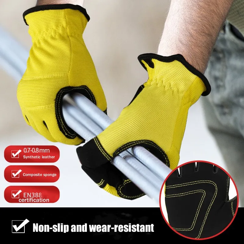 Imitation Microfiber Work Gloves Wear-resistant Non-slip Breathable Labor Safety Protection Touch Screen Gardening Mittens