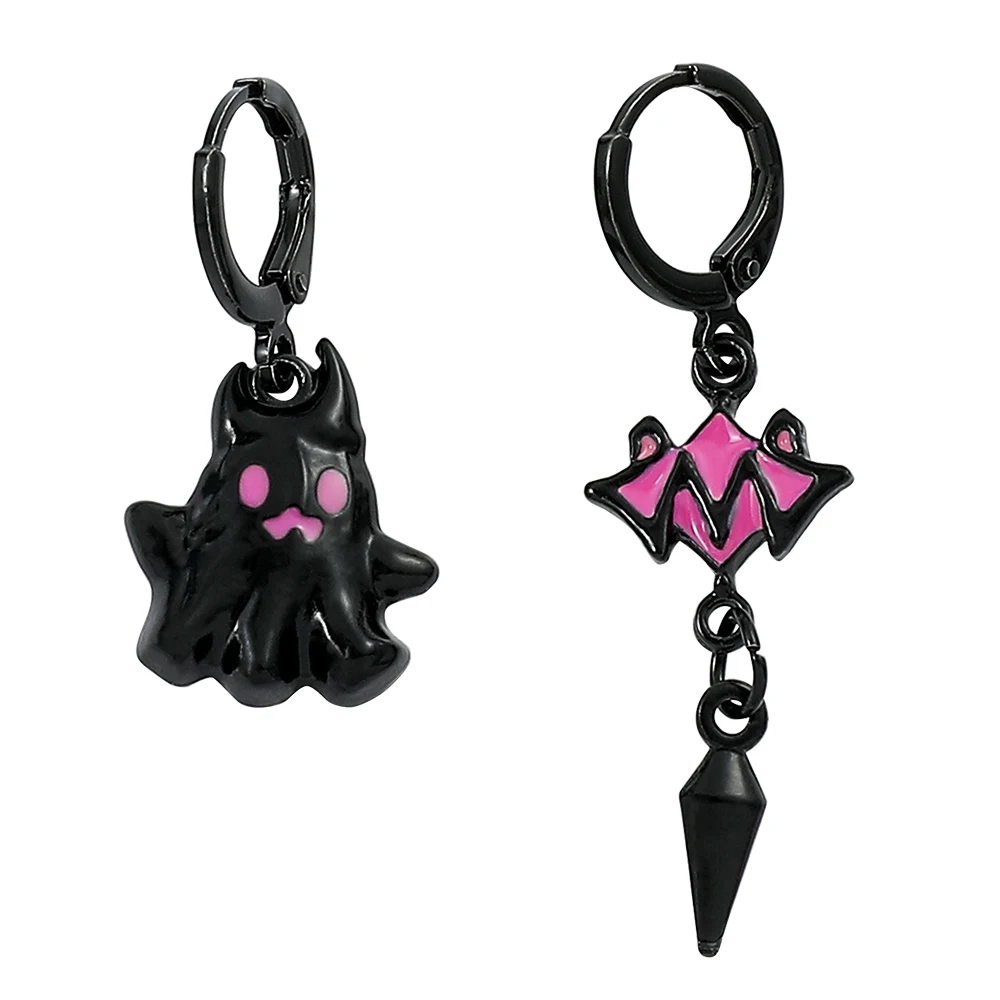 Y2k 2000s Aesthetic Ghost Piercing Dangle Earrings for Women Gothic Sweet Punk Black Gold Color Fashion Party Jewelry