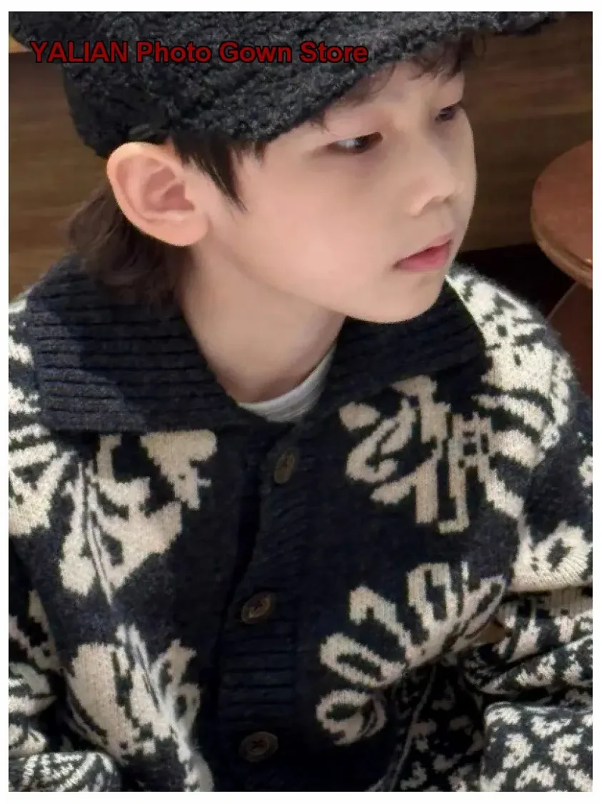 Boys Cardigan Older Kids Autumn Knit Cardigan Long Sleeves Raglan Cut Stylish Loose Fit