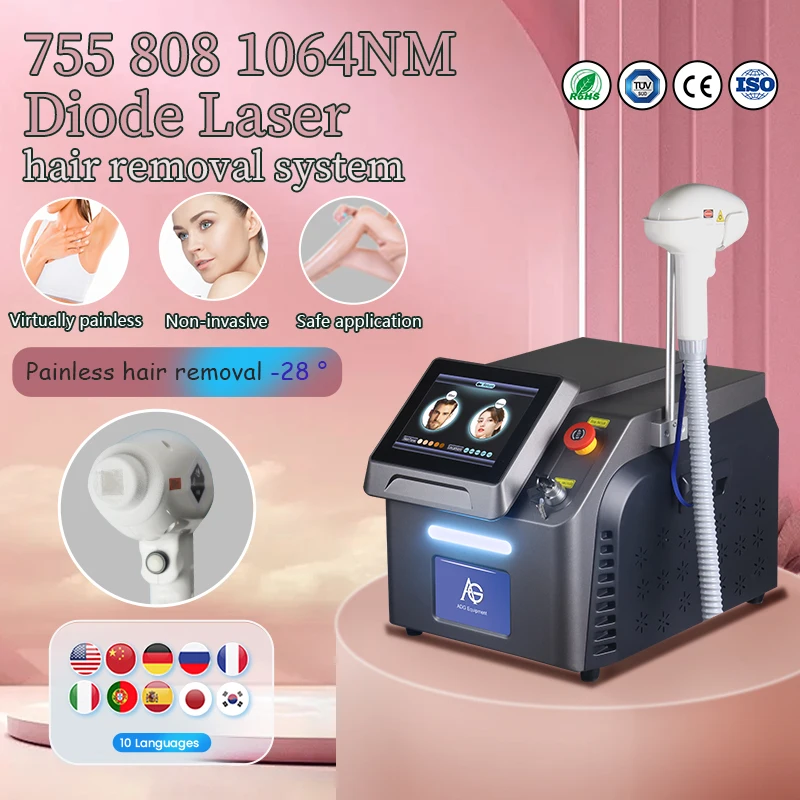 ADG 1200W 3 Wavelength 755 808 1064nm Laser Diode Laser Hair Removal Machine Skin Rejuvenation Permanent Beauty Laser Machine