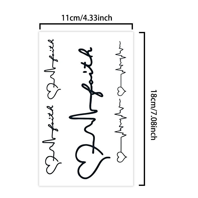 Sentence and Heart, 1Pcs Waterproof Temporary Tattoo Stickers, Long-lasting Waterproof for One to Two Weeks, Suitable For Arm,