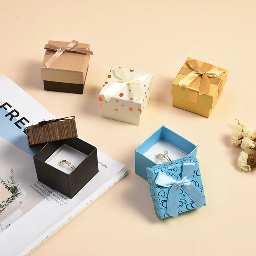 10Pcs Delicate Bowknot Decor Jewelry Box Gift Storage Container for Rings Ear Studs Small Gifts Compact Lightweight Dust