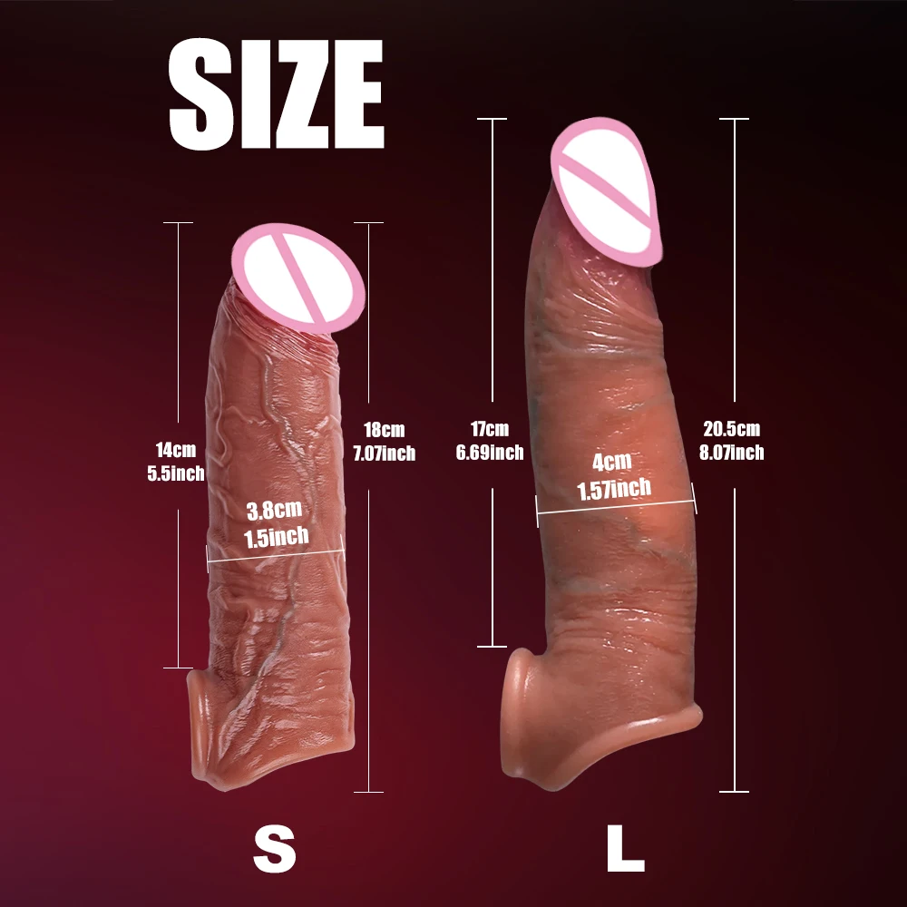 Realistic Penis Sleeve Cock Man Sleeve Enlargement Penis Extender Dildo Sleeve Adult Sensual Adult Products Dick Ring Sex Toys view 4