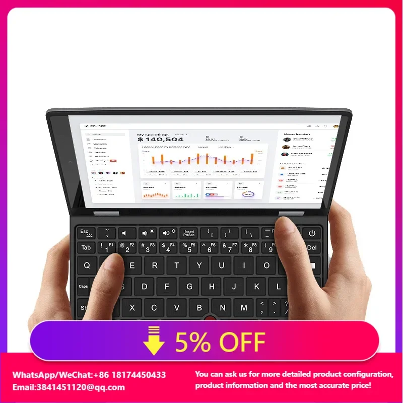 

7-Inch Pocket Mini Cute Palmtop Student Laptop With IPS Touch Screen Graphics Rich Interfaces English Keyboard